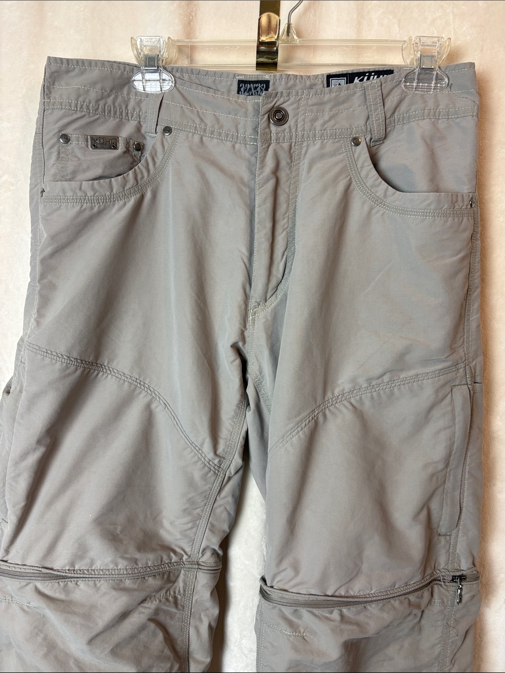 KUHL Renegade Convertible Pants Men 32x32 beige grey Stealth Zip Off Cargo Short